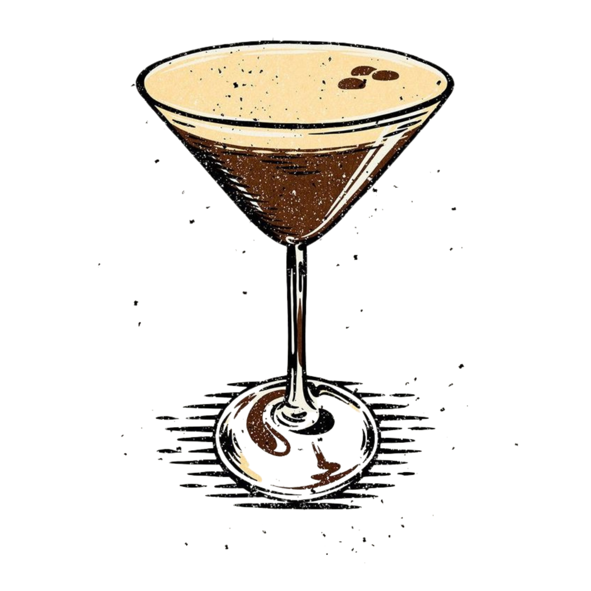 Espresso Martini cocktail illustration with coffee beans